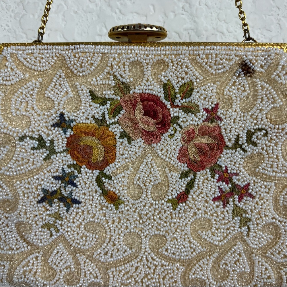 French VTG Beaded Victorian Filigree Clutch Bag - Picture 3 of 10